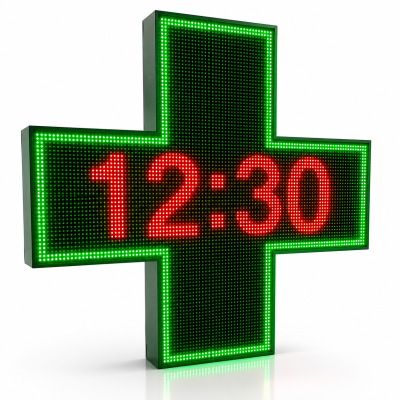 CRUZ LED PROGRAMABLE EN FULL COLOR PARA FARMACIAS - VETERINARIAS - CLÍNICAS, 2 CARAS